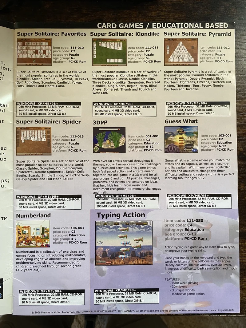 Original DIM-GAMES catalog photograph: Cards & educational games