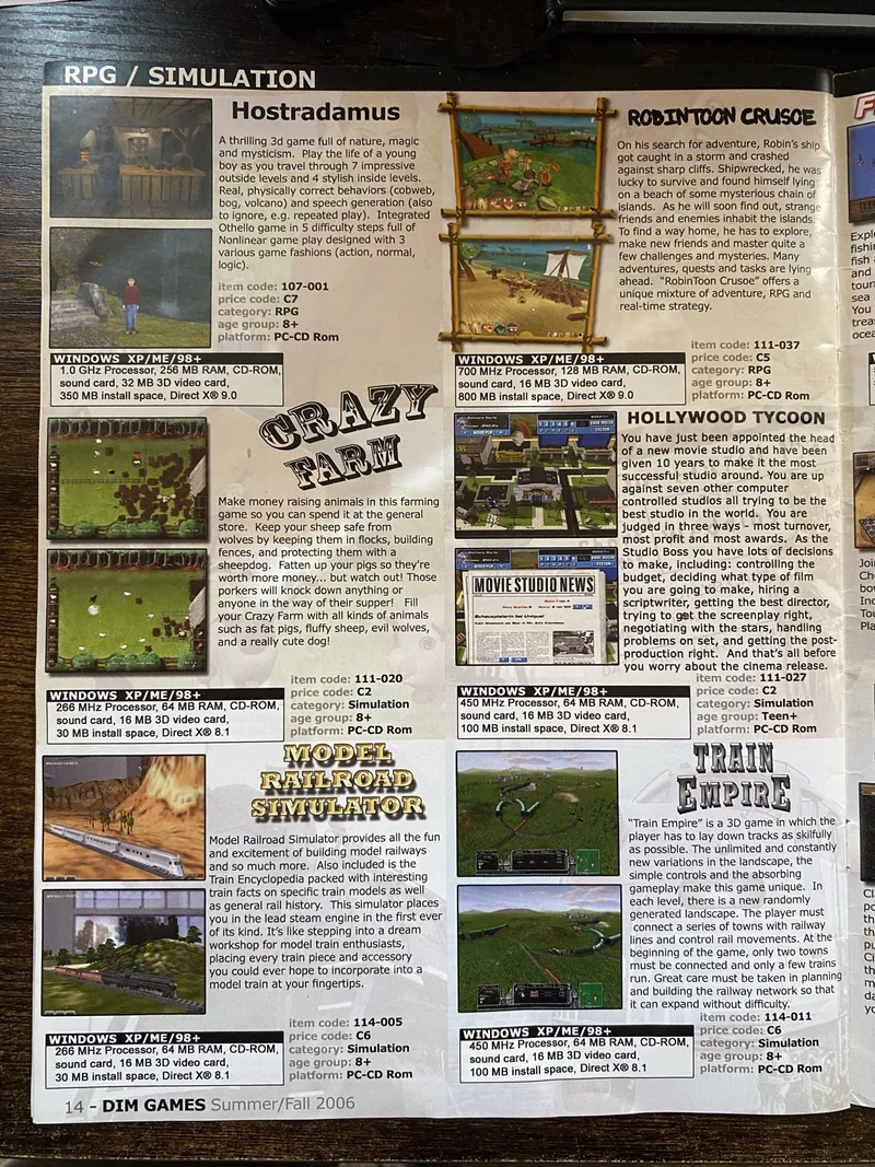 Original DIM-GAMES catalog photograph: RPG & simulation
