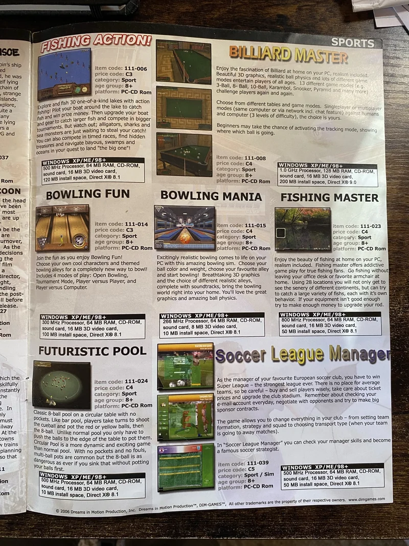 Original DIM-GAMES catalog photograph: Sports